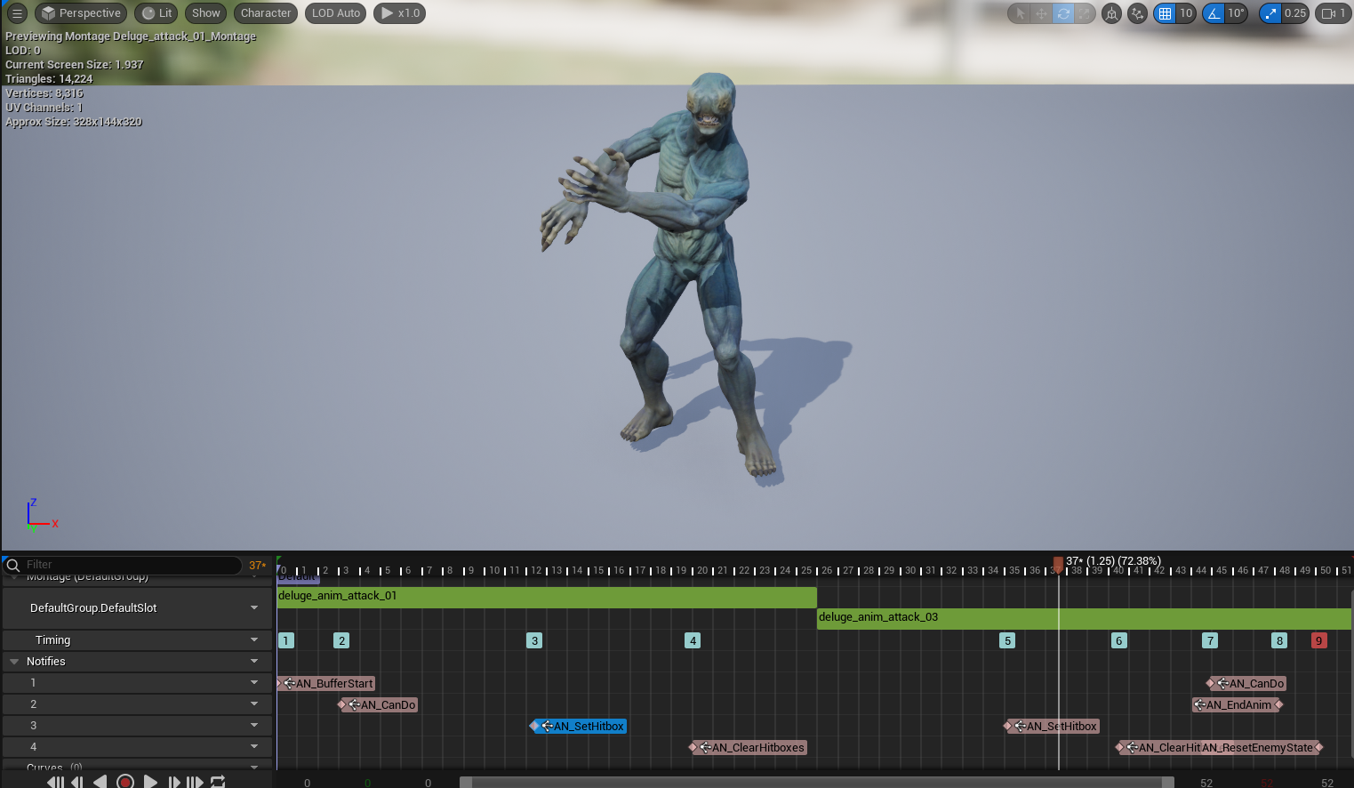 Attack Montages on Animation Graph